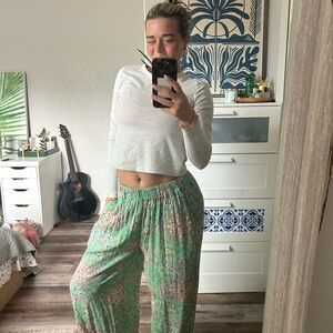Billabong Green Floral Wide Leg Pants